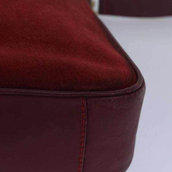 GUCCI Bamboo Hand Bag Suede 2way Red 001 1638 Auth 79161 - Picture 13 of 16